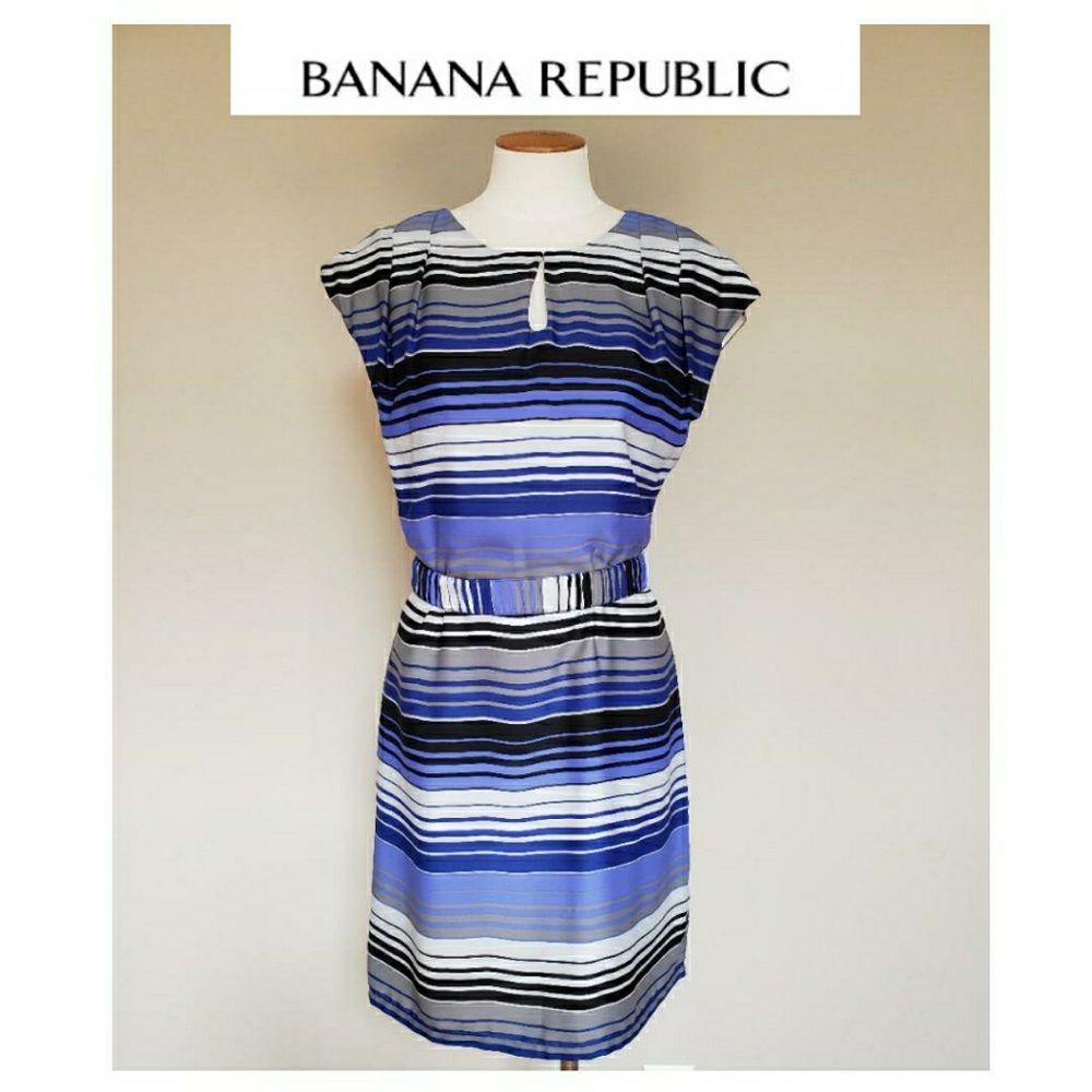 Banana Republic Cap Sleeve Striped Dress